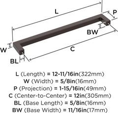 Amerock | Oil Rubbed Bronze Appliance Pull | 12 inch (305mm) Center-to-Center