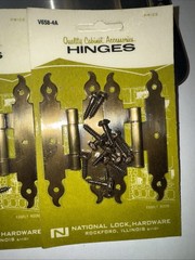 2-2 Pack Vintage National Lock Hardware Cabinet Hinges V658-4A Antique Brass NOS