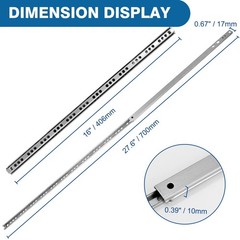 Masendelk 2pcs Ball Bearing Drawer Slides 16 Inch / 406mm, 2 16 Inch, Silver