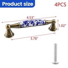 4PCS Ceramic Cabinet Pulls Hardware Blue and White Porcelain Drawer Pulls Ant…
