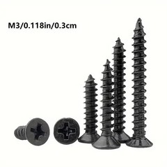 100pcs M3 Self-Tapping Screws Set – Assorted Lengths (0.47in/0.63in/0.78in/0.98i