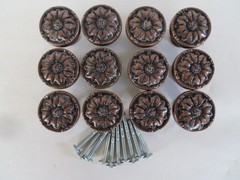 Lot of 12 Amerock Natural Elegance 1 1/2″ Copper Oiled Floral Cabinet Knob Pulls