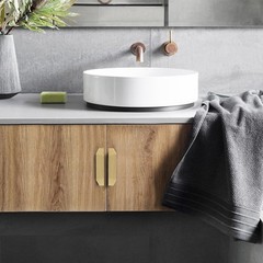 2 Geometric Cabinet Pulls Brushed Brass 96mm 3.75in Hole Spacing