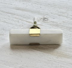 White Marble & Brass T-knob Drawer Pull Rectangular Modern Hardware Knobs