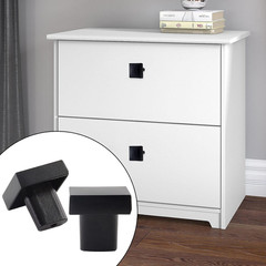 1 Inch Cabinet Knobs, Flat Black, Square, 5 Pack | Mounting Screws Included, Dra