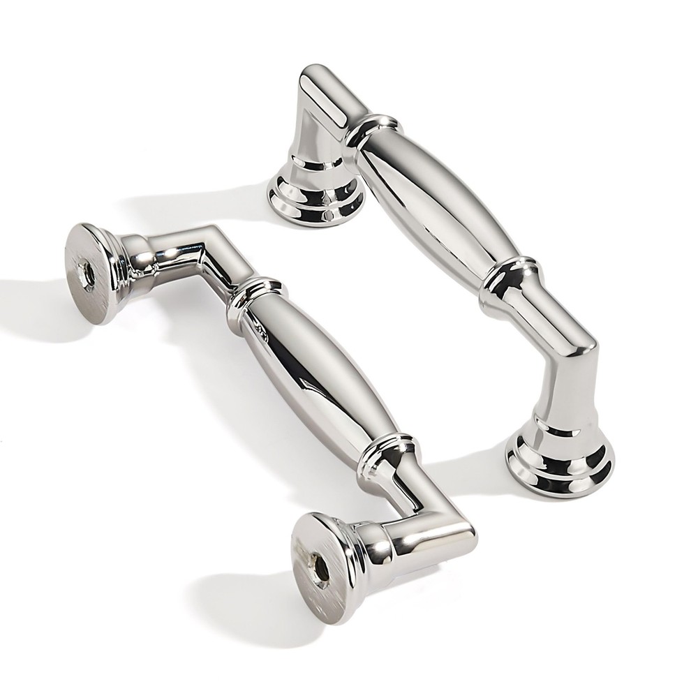 10 Pack Polished Nickel Cabinet Pulls 3-1/2 Inch Hole Center Solid Heavy Duty