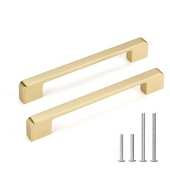 Lepatape 25 Pack 6-5/16 Inch Brushed Gold Cabinet Pulls Solid Alloy Gold Cabi…