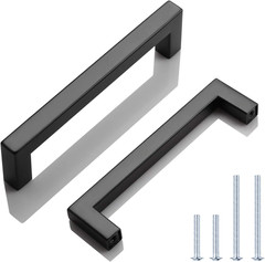 6 Pack 5 in Matte Black Kitchen Cabinet Door Handles – Stainless Steel Drawer Dr