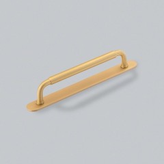 6.3″ CC Okus Kitchen Cabinet Pull Handle With Back Plate In Brushed Satin Brass