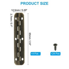 Small Piano Hinge, 2.6″ x 0.6″ 4 PACK Mini 90-Degree Jewelry Box Hinges Brown