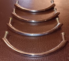 Silver Set of 6 Minimalistic Curved Reclaimed Cabinet Drawer Handles Pulls
