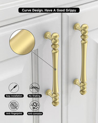 10 Pack 7.5″ Matte Gold Cabinet Handles – Stylish Drawer Pulls & Vanity Hardware