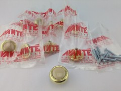 Lot of 10 – 1-1/4″ Round Cabinet or Drawer Knob Polished Brass w/ Ceramic Insert