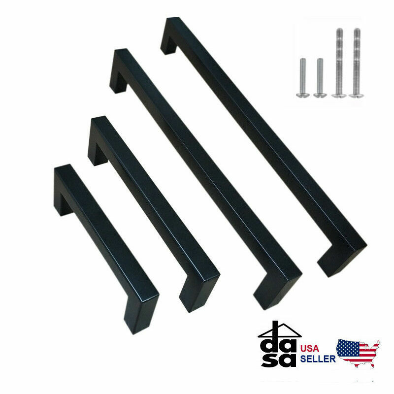 Premium Black Stainless Steel Cabinet Door Handles Cupboard Drawer Pulls