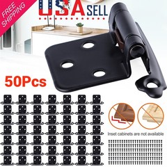 50 Pcs Matte Black Cabinet Hinges Overlay Self Closing for Kitchen Cabinet Door