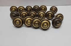 17 Brass Coated Zinc Bullseye Door Cabinet Knobs Screws 1.25″