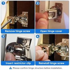 55pcs Cabinet Hinge Restrictor Clips, 86 Degree Door Angle Limiter 55 Grey