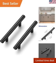 Elegant Matte Black Cabinet Handles, 5″ Long, Durable Stainless Steel, 30 Count