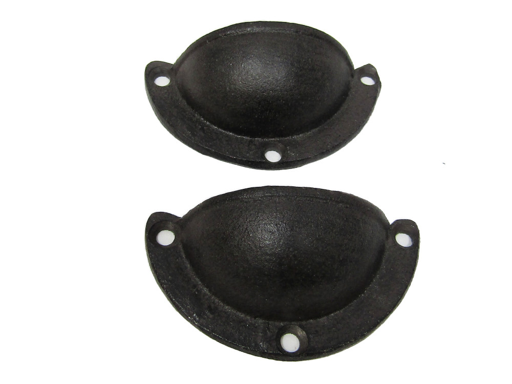 Lot of 2 Antique-style Cast Iron Rustic 3″ Cup Shaped Bin Pulls Handles Cupboard