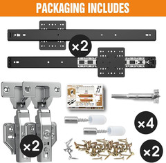 12 Inch Pocket Door Slides 4 PCS, Complete Hidden Sliding Hardware Kit for Inset
