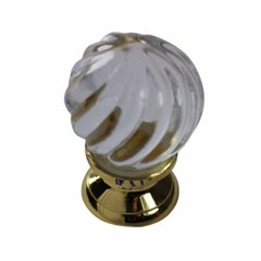 Cabinet Knob Clear Glass 1″ Dia Solid Brass with Mounting Screw Renovator Supply