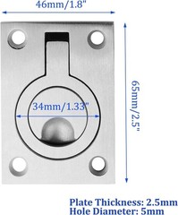 1pcs Flush Pull Ring Handles 2.5 X 1.8 Hidden Recessed Furniture Handle 304 S