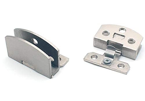 QIAO [4 pcs]] Cabinet Glass Door Hinge Bathroom Clip Frameless Silver