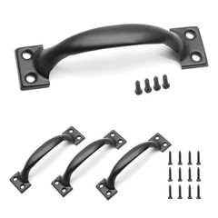 8Pcs 5 1/2 Inch Matte Black Cabinet Handles Metal Gate Handles Rustic Drawer