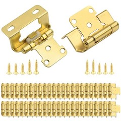 Donanim 1/2 Overlay Cabinet Hinges Brass Gold Semi Wrap Self Closing 25 Pair