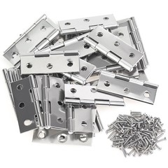 30 PCS 1.73 Inch Stainless Steel Folding Hinges, 180 Screws, Cabinet, Boxes