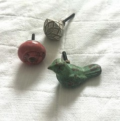 Assorted Knobs – Teal Bird, Pink Paris, Distressed Geo White | You Pick