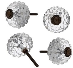 Clear Textured Glass Vintage Cabinet Knob kitchen bathroom pull w/ bronze facet