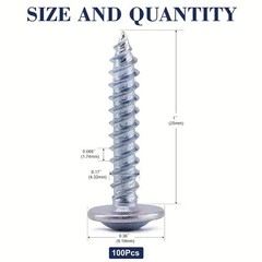 100pcs #8 Wood Screws – 1/2″- 2″ Alloy Steel Standard Thread Truss Head Fast Sel