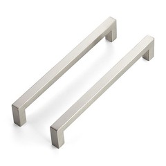 2 Pack Cabinet Handles 7-1/2 Inch Brushed Nickel Square 192mm Hole Centers