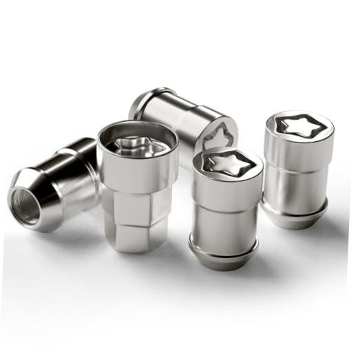 M12x1.5 Acorn Cone Seat Wheel Lock Set, Chrome Lug Nuts, 4 PCS Locks and 1 Key