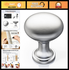 Brushed Nickel Round Cabinet Knobs – 30 Pack, Solid Zinc Alloy, Easy Install, Sm
