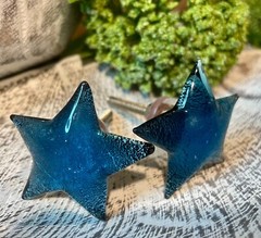 1 Starfish Blue Nautical Star Glass Knob Cabinet Drawer Pull furniture Hardware