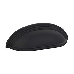 Emtek 86173US19 Cup 4 Inch Center to Center Cabinet Pull, Flat Black