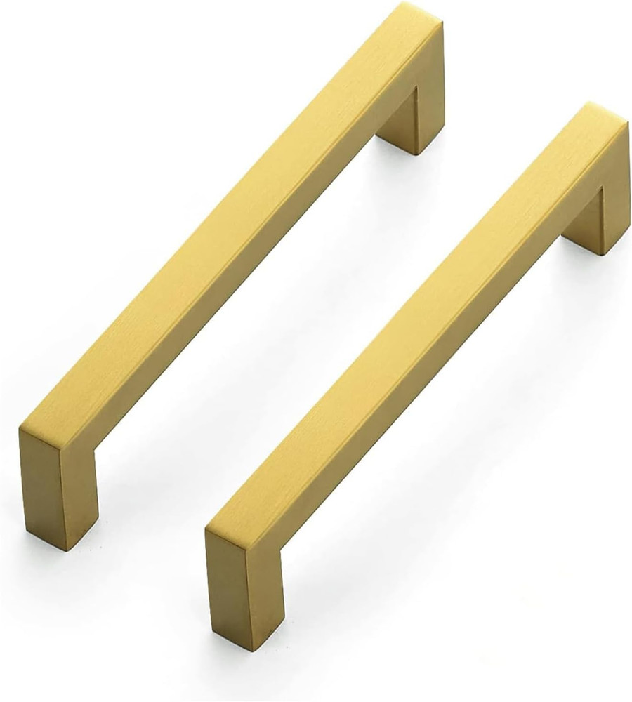 5 Pack Brushed Brass Cabinet Pulls 5.5 Inch 5 Inch Hole Center Square Kitchen
