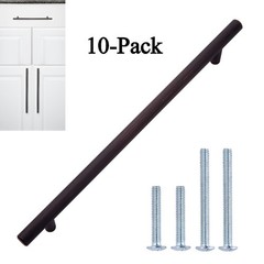 10-Pack Oil Rubbed Bronze Euro Bar Cabinet Handle (1/2″ Diameter), 11.19″ Length