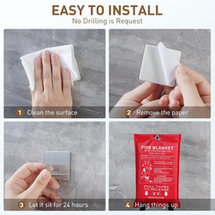 Adhesive Wall Hooks Stainless Steel Waterproof for Fire Blankets Outdoor Indoor