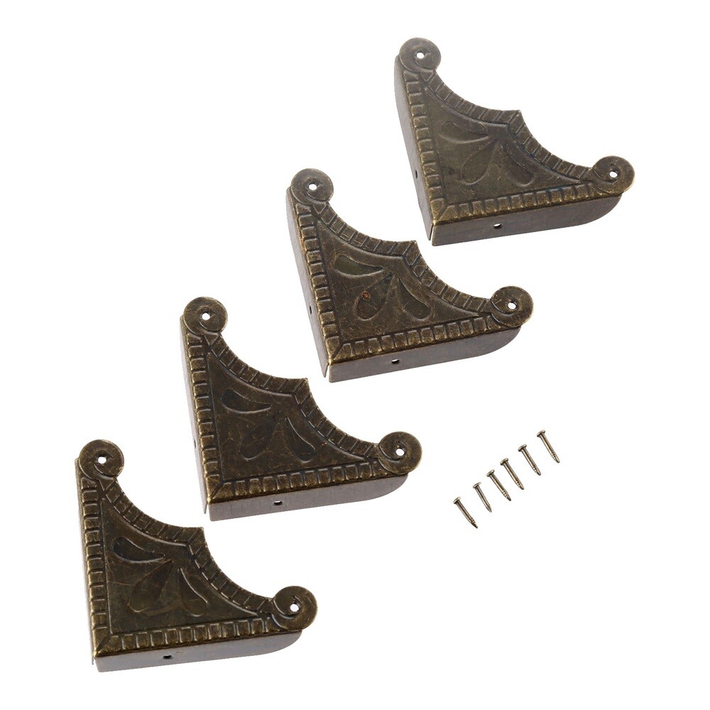 4pcs Metal Decorative Corner Protectors Box Table Album Book Iron Guards S/L