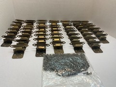 1984-GM JAPAN (LOT OF 52) BRASS COLOR METAL SELF CLOSING KITCHEN CABINET HINGES