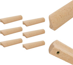6Pcs Unfinished Wood Solid Furniture Pulls Handles,Unfinished Unpainted