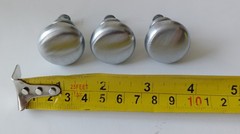 Lot of 3 Vintage Brushed Satin Chrome Cabinet Knobs 1.25″ Mushroom Drawer Pulls