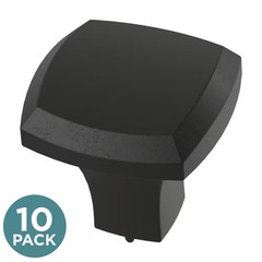 (10-Pack) Archways 1-1/16 In. (27 Mm) Classic Matte Black Square Cabinet Knobs