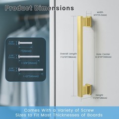 KNOBWELL 20 Pack Brushed Gold Cabinet Pulls 6-3/10 Inch (160mm)