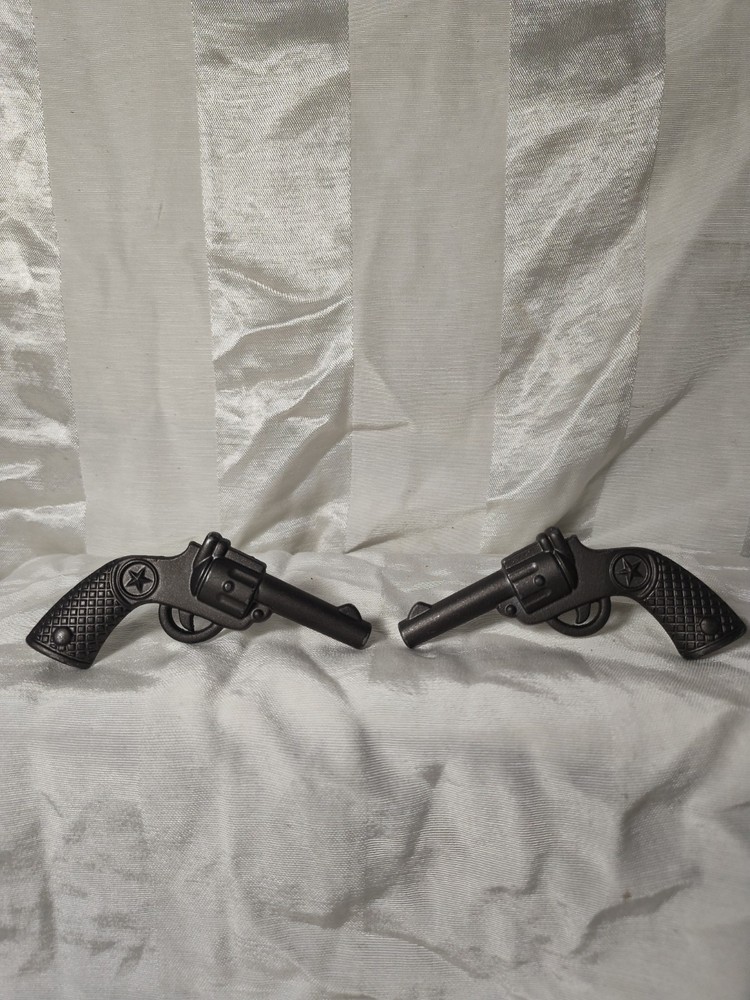 SET of 2 Western COWBOY GUN Southwest Mancave Pistol Handle Drawer Pull KNOBS