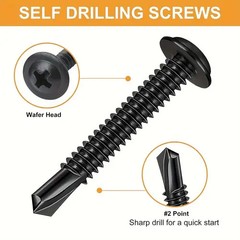 190pcs 410 Stainless Steel #8 X 1/2” To 1-1/2” Phillips Self Drilling Tek Scre