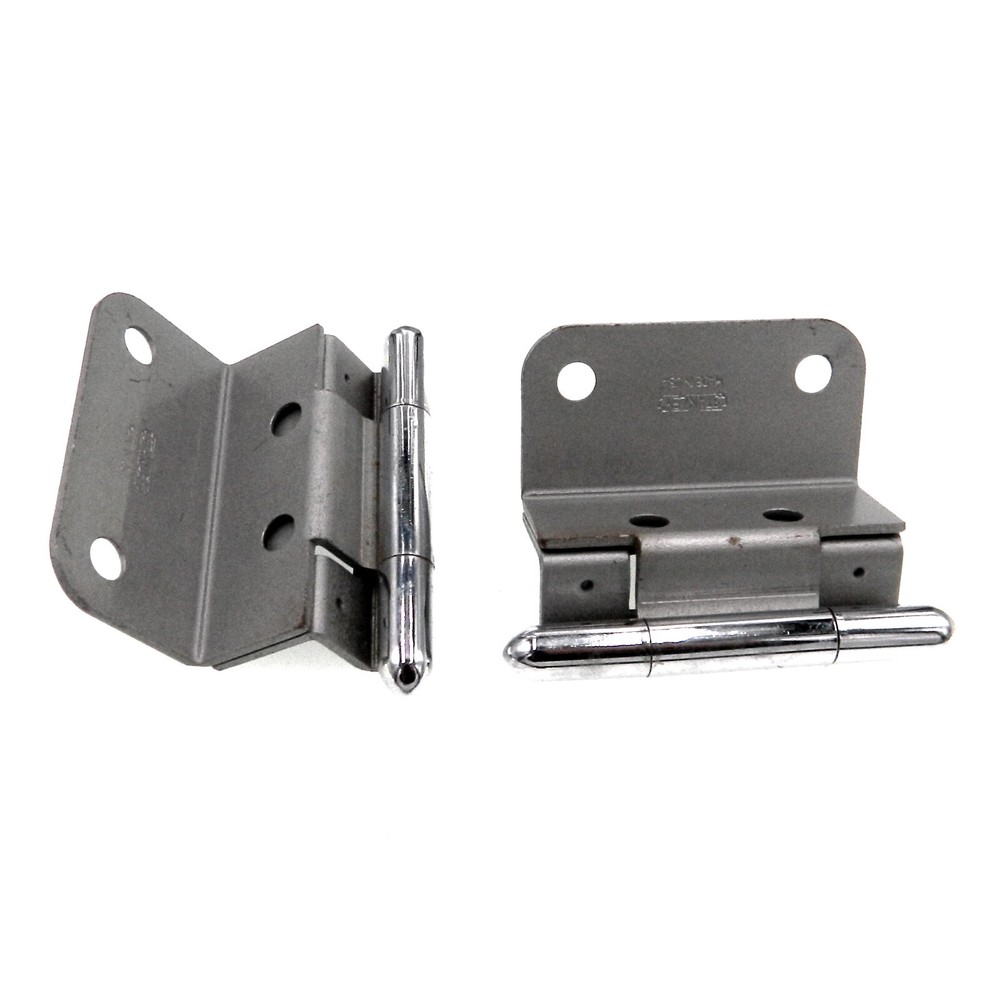 Pair of Stanley Polished Chrome 3/4″ Inset Partial Wrap Brass Capped Hinges 1545
